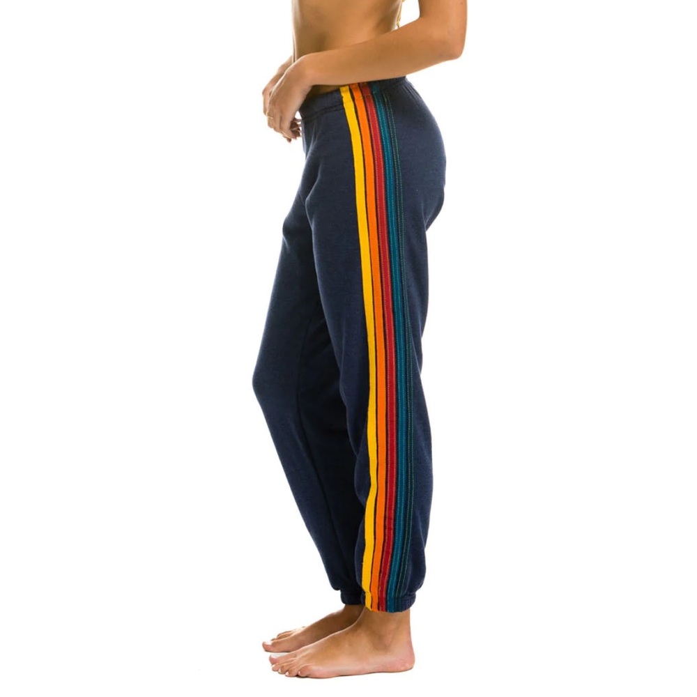 Aviator Nation 5-Stripe Sweatpants - Navy - Small